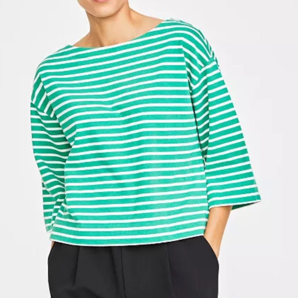 On 34th Women’s XS Cotton Fuchsia Pink Stripe boat neck wide 3/4 sleeve top NWT - Picture 13 of 13
